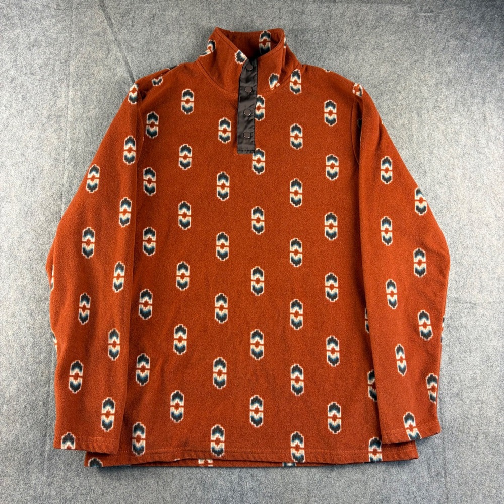 Wrangler Pullover Mens M Orange Aztec Fleece Quarter Snap as Real As